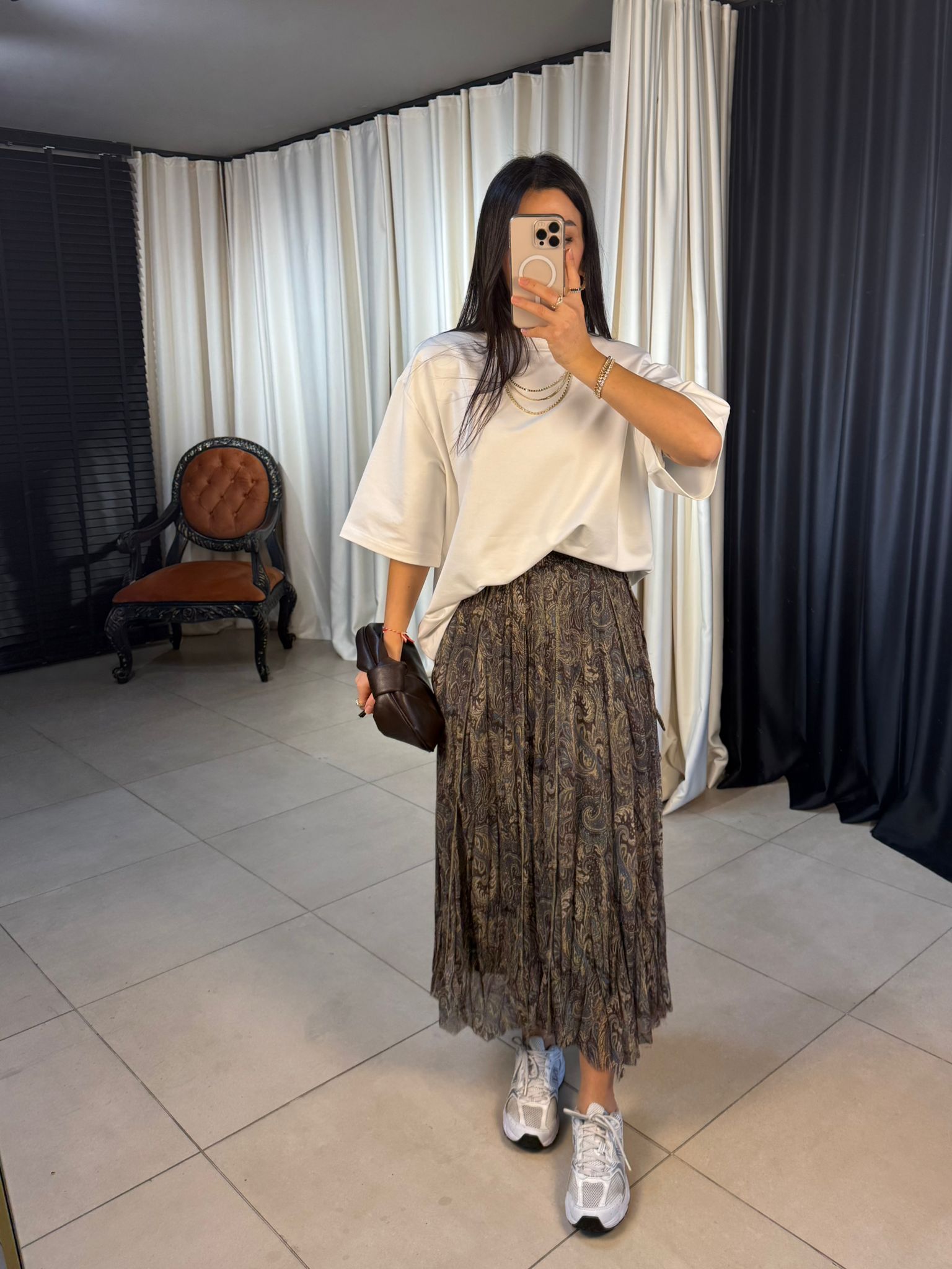 Etnik Desenli Tül Etek