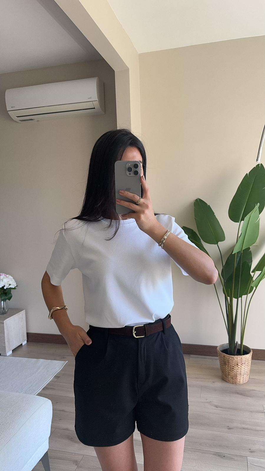 Yüksek Bel Kendinden Kemerli Şort