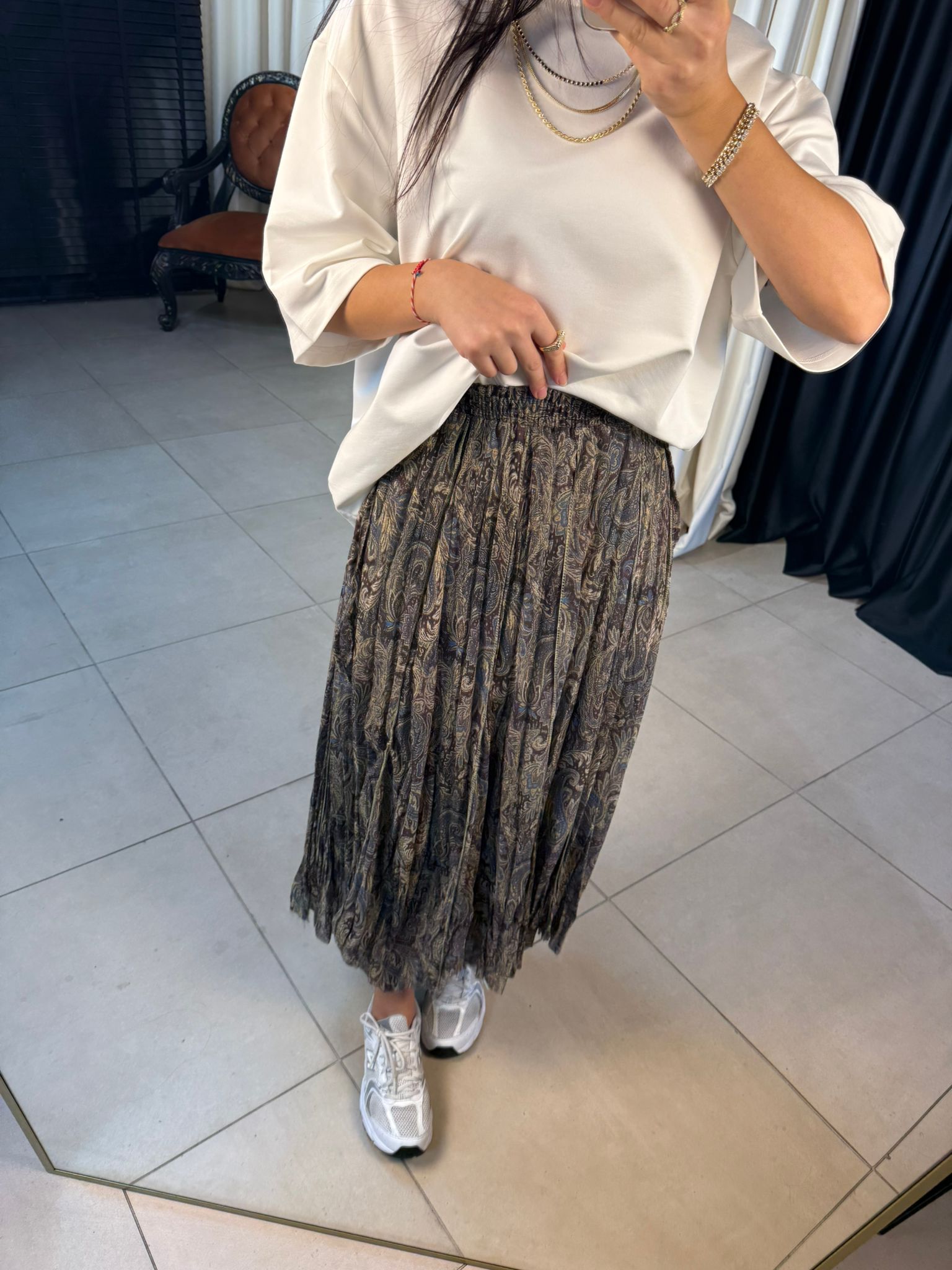 Etnik Desenli Tül Etek