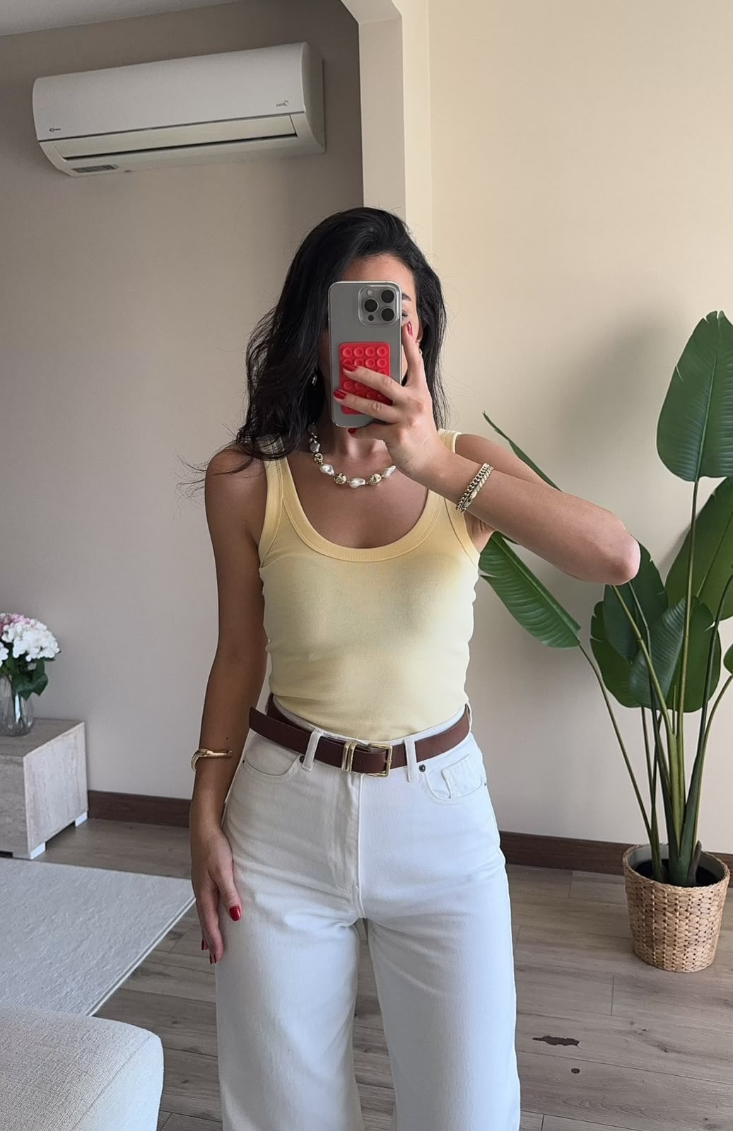 Oval Yaka Askılı Cos Atlet - SARI