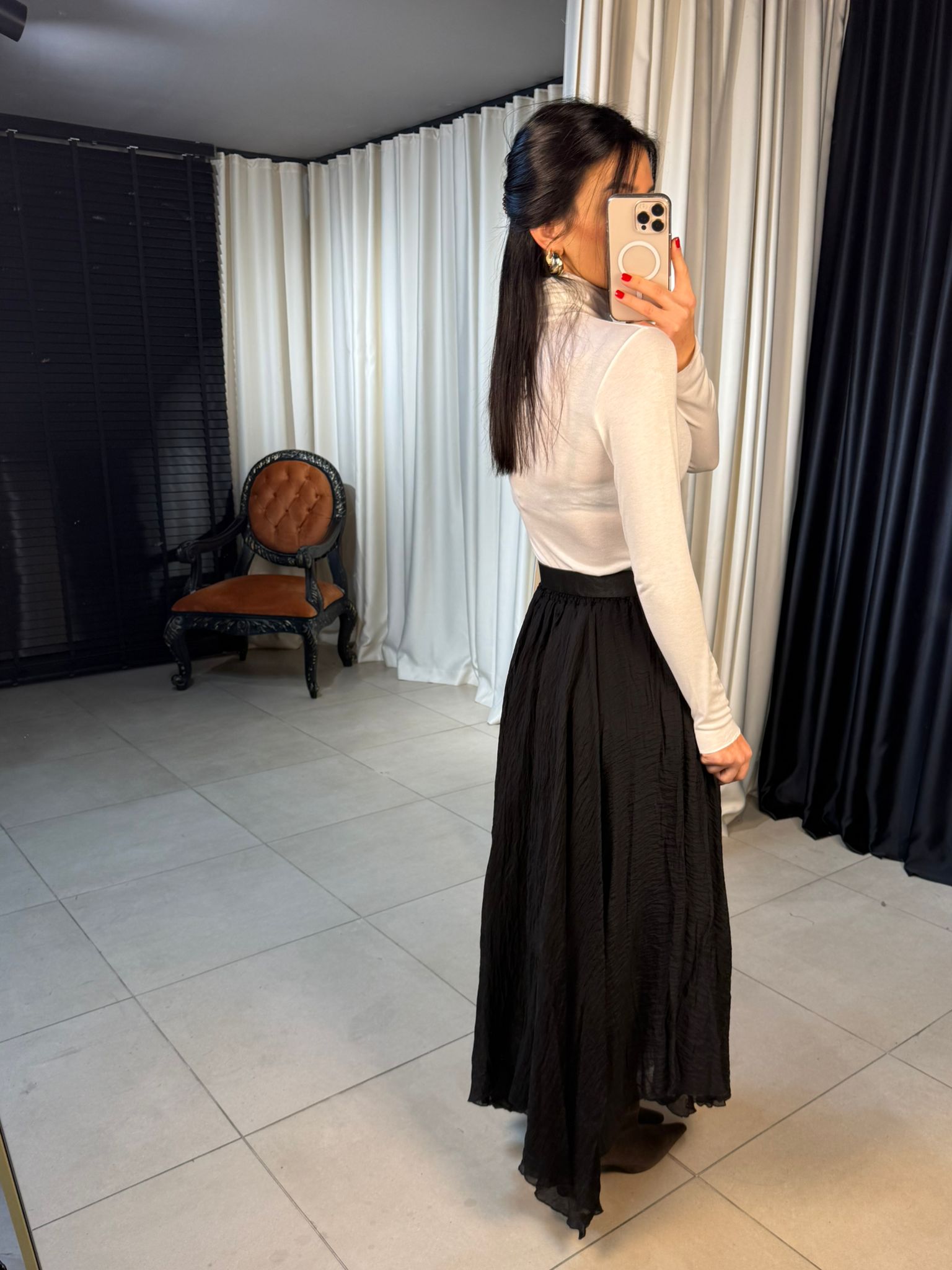 Asimetrik Kesim Şifon Etek