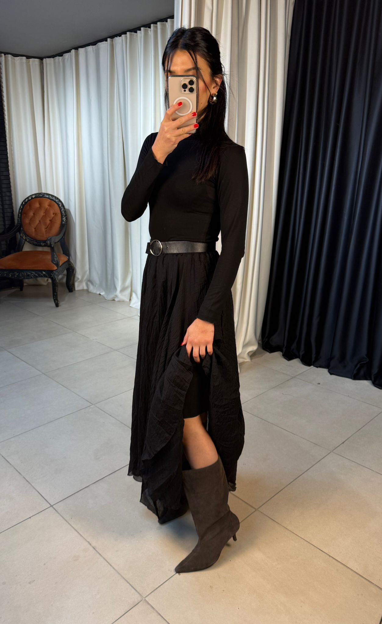 Asimetrik Kesim Şifon Etek