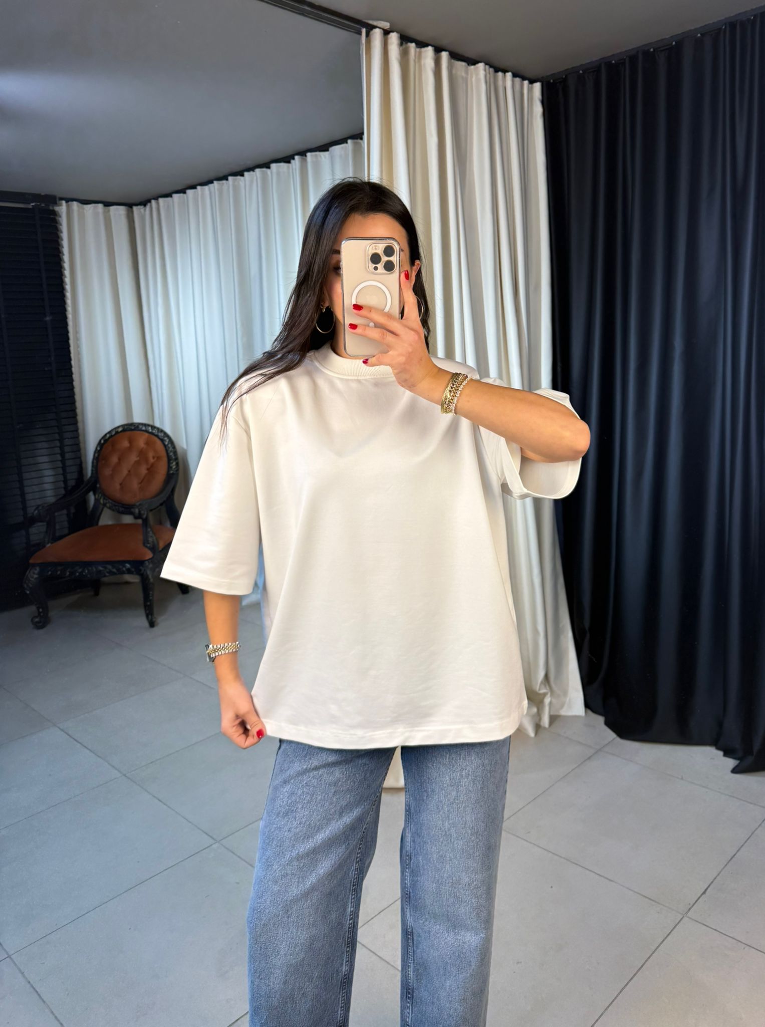 Vatkalı Bisiklet Yaka Oversize Tshirt