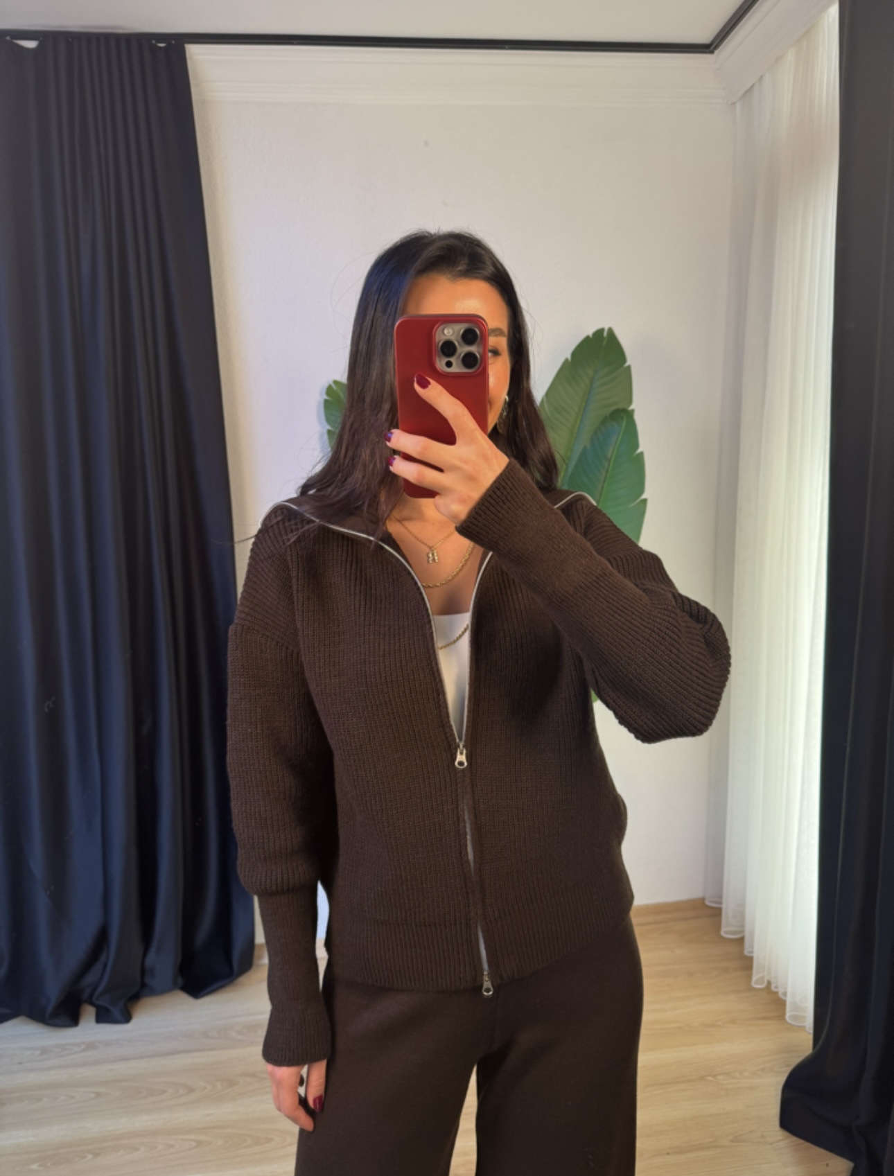 Çift Fermuarlı Basic Bluz