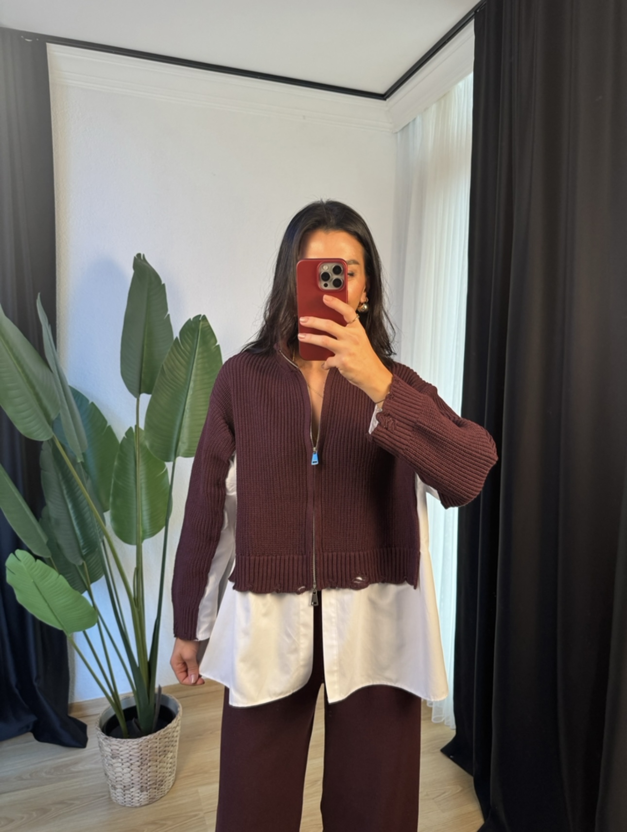 Gömlek Detaylı Triko Pantolon Takım