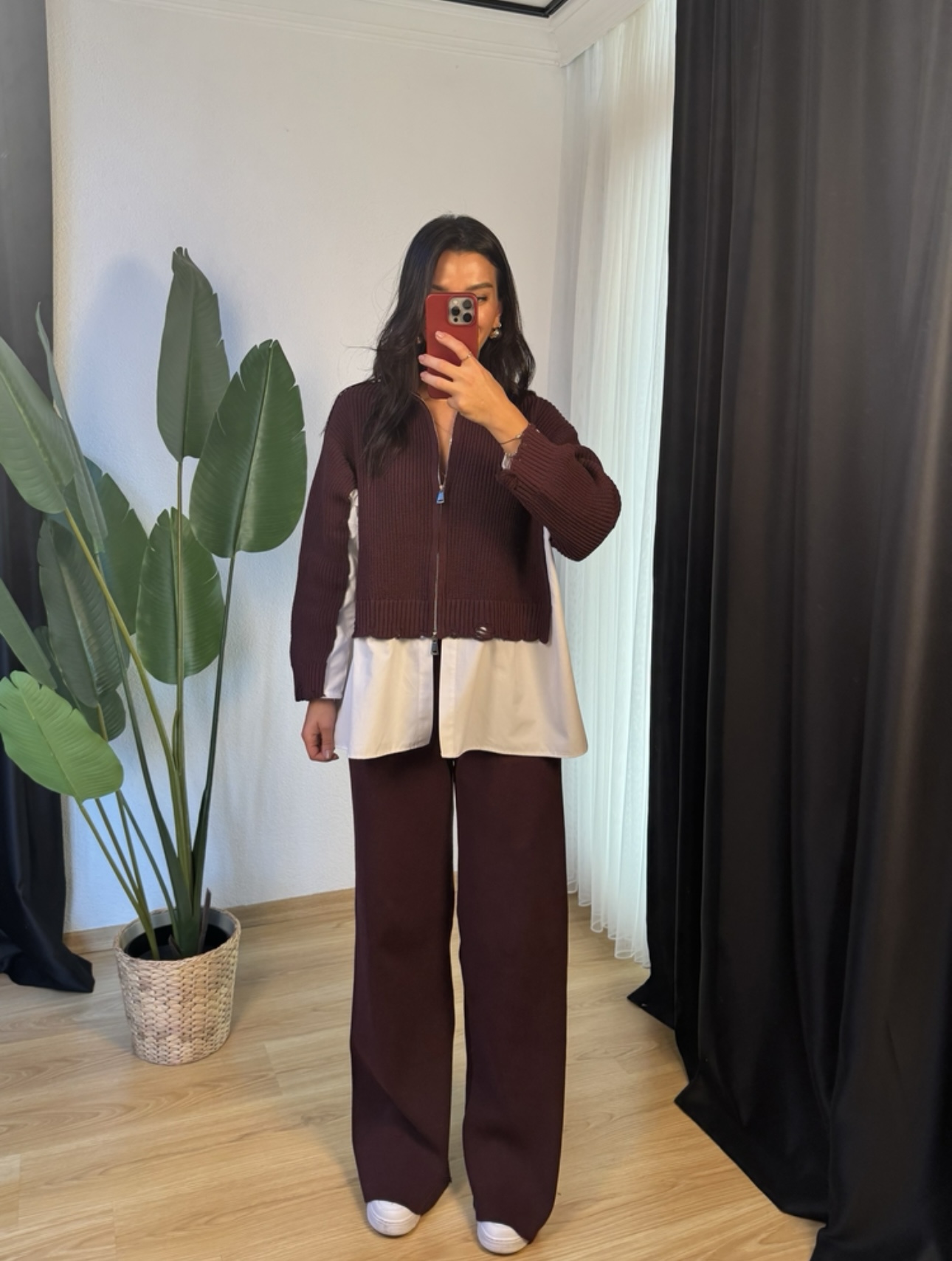 Gömlek Detaylı Triko Pantolon Takım