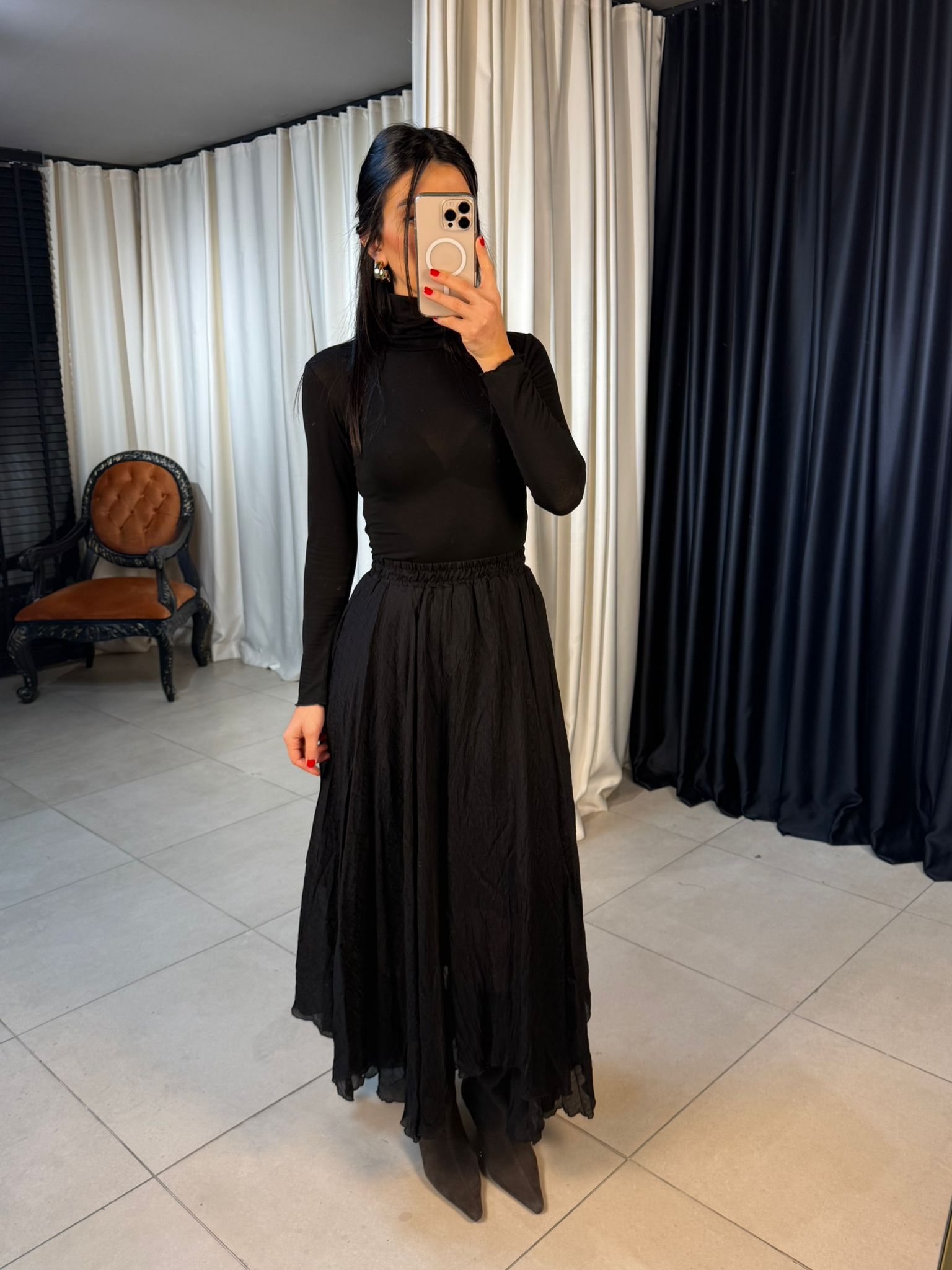 Asimetrik Kesim Şifon Etek