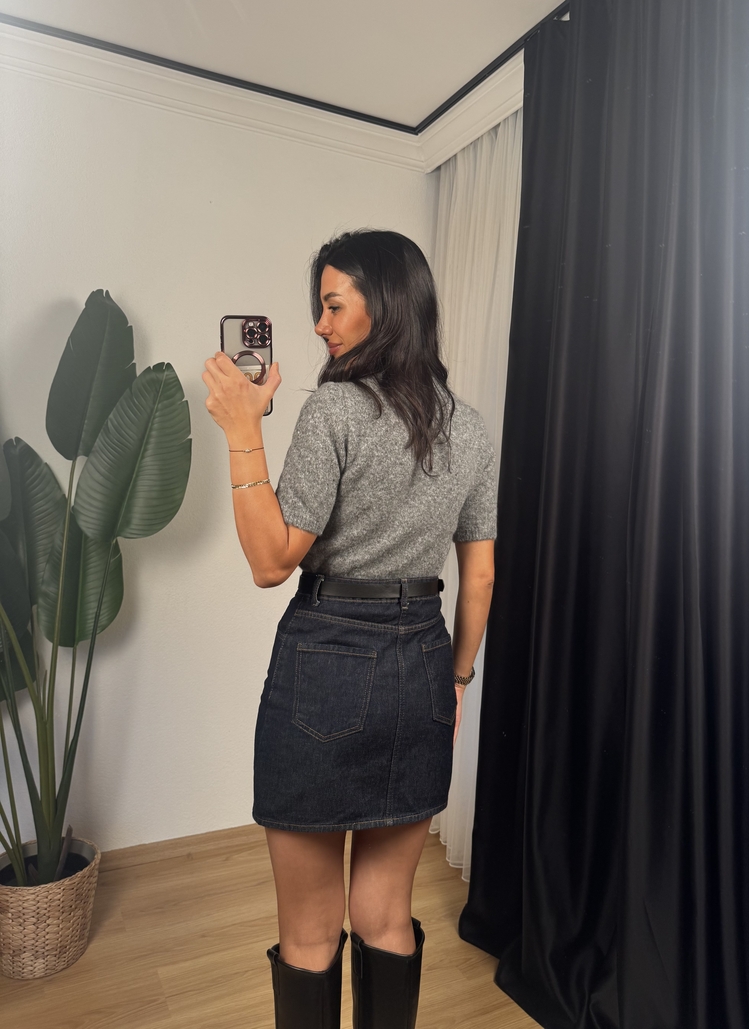 Bisiklet Yaka Kısa Kol Triko