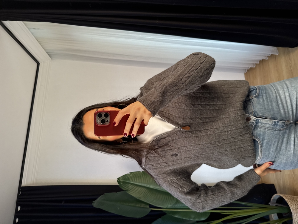 Dik Yaka Yarım Fermuarlı P*lo Kazak