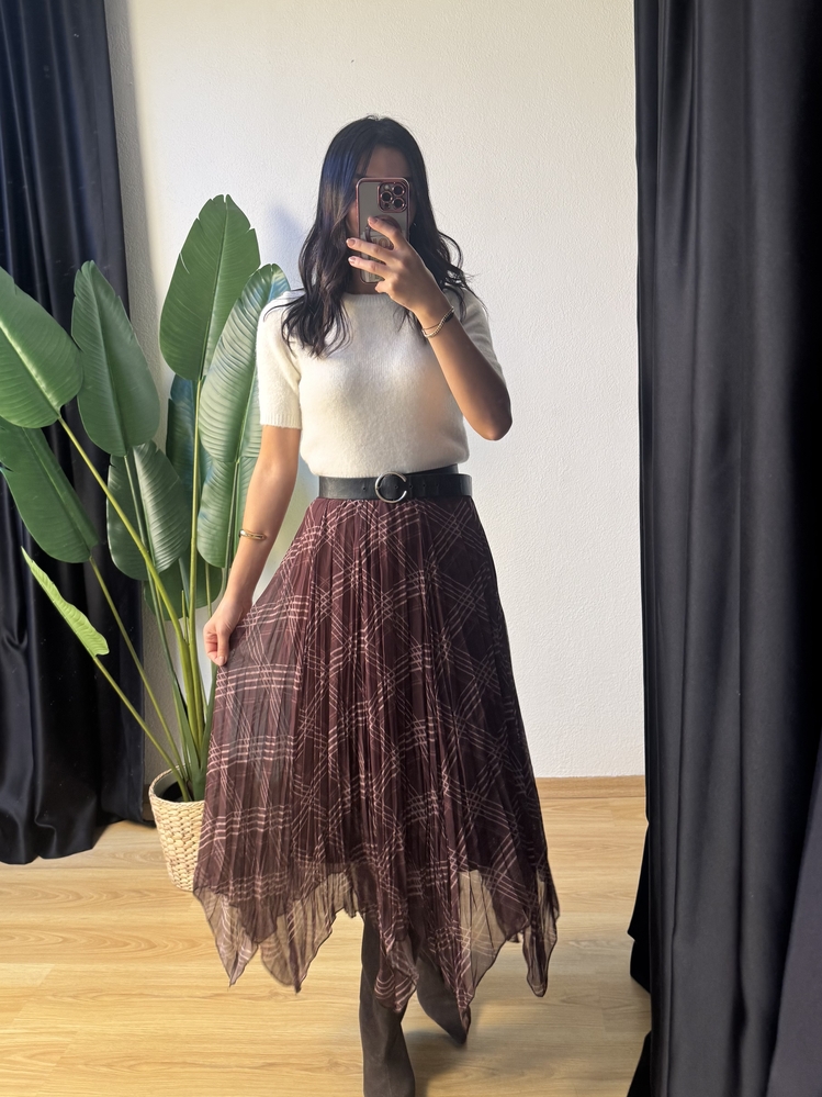 Ekose Şifon Midi Etek