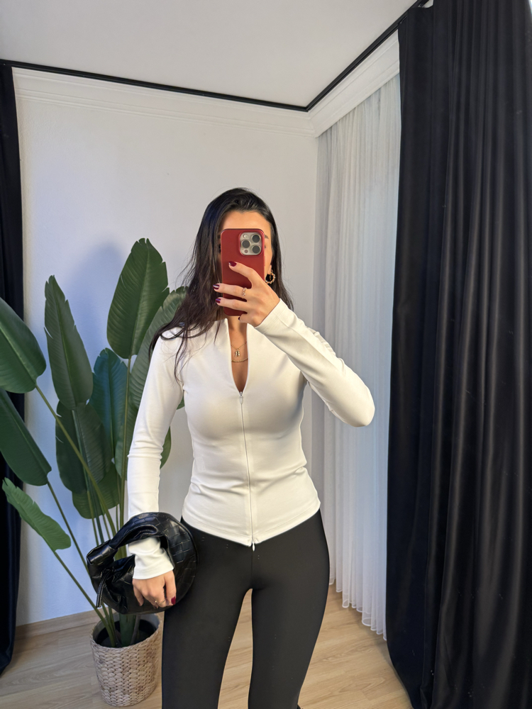 Çift Fermuarlı Basic Bluz