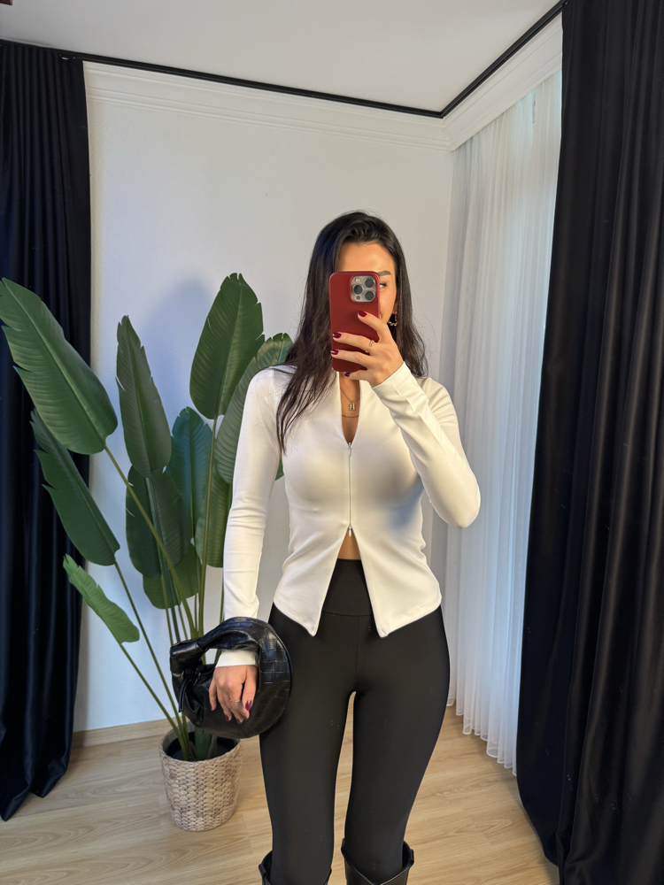 Çift Fermuarlı Basic Bluz
