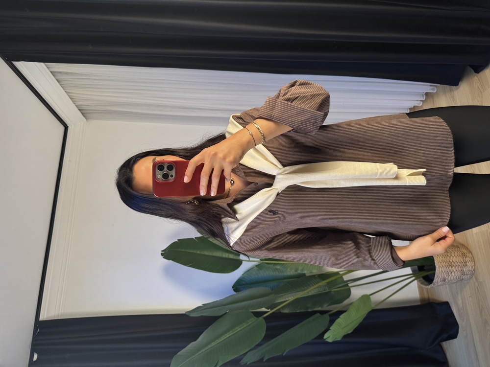 Kendinden Trikolu Çizgili Gömlek