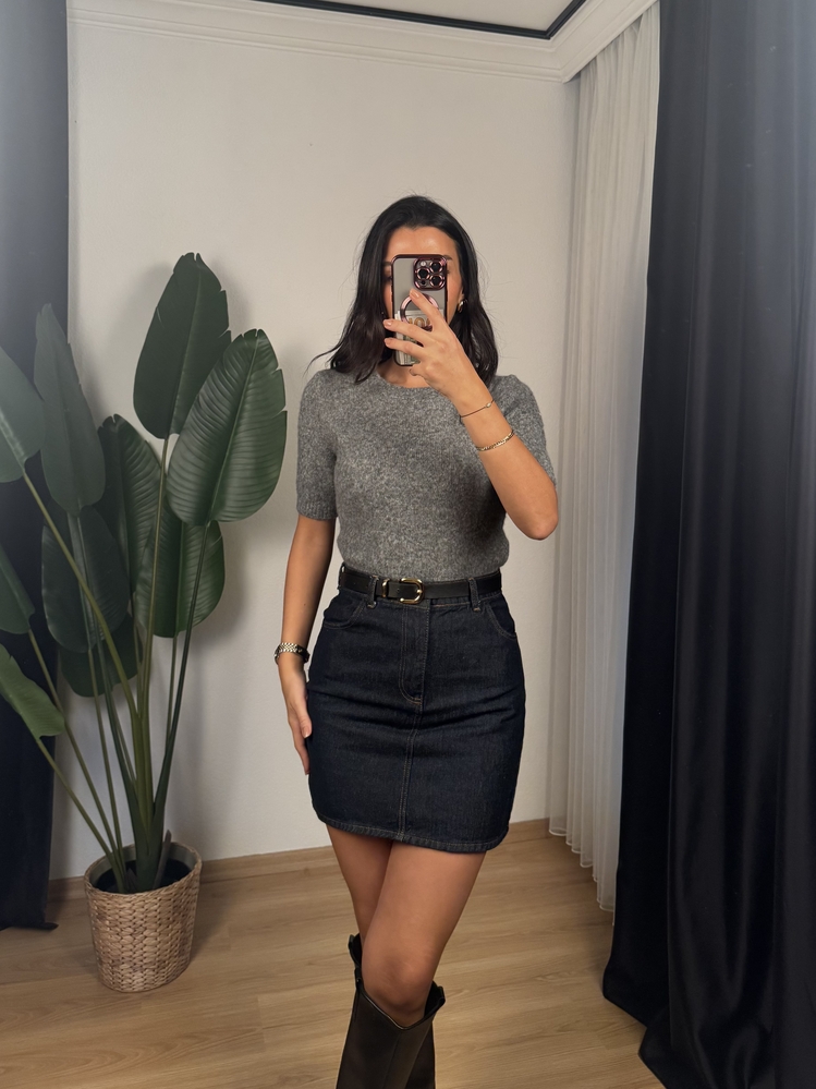 Bisiklet Yaka Kısa Kol Triko