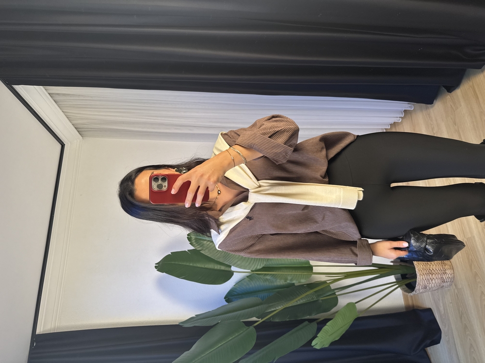 Kendinden Trikolu Çizgili Gömlek