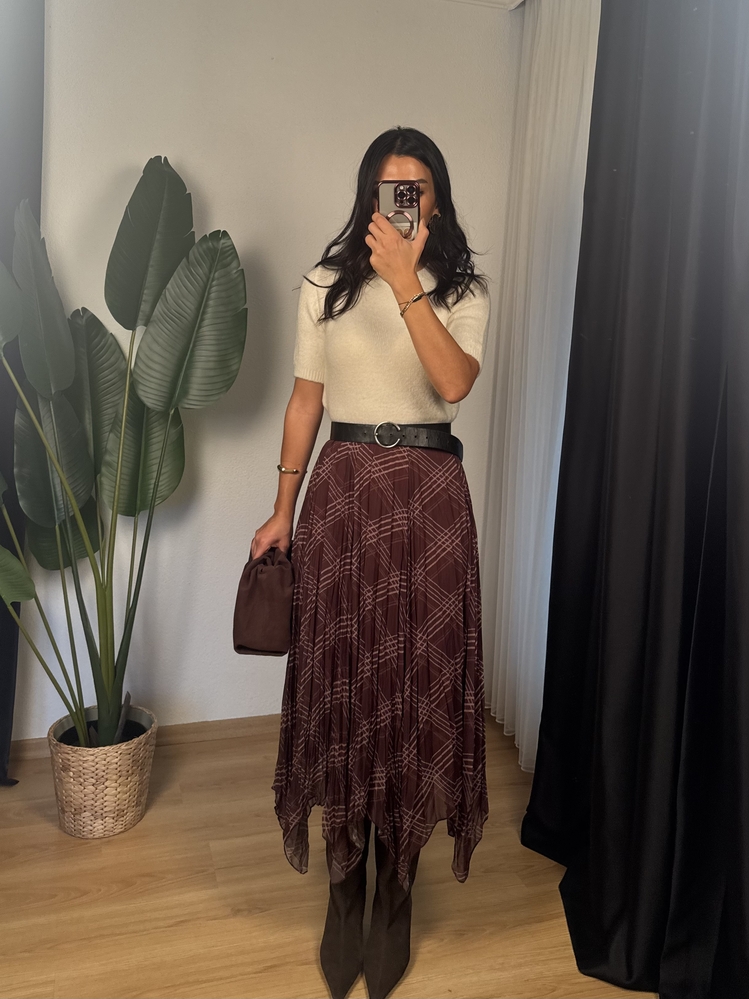 Ekose Şifon Midi Etek