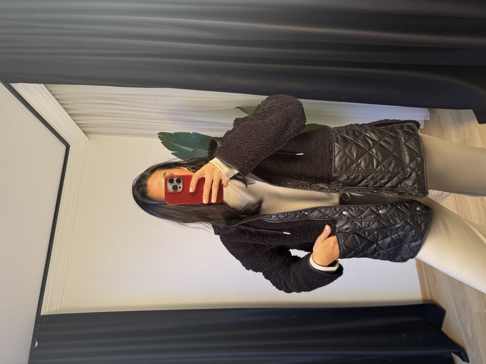 Kapitone Detaylı Peluş Mont